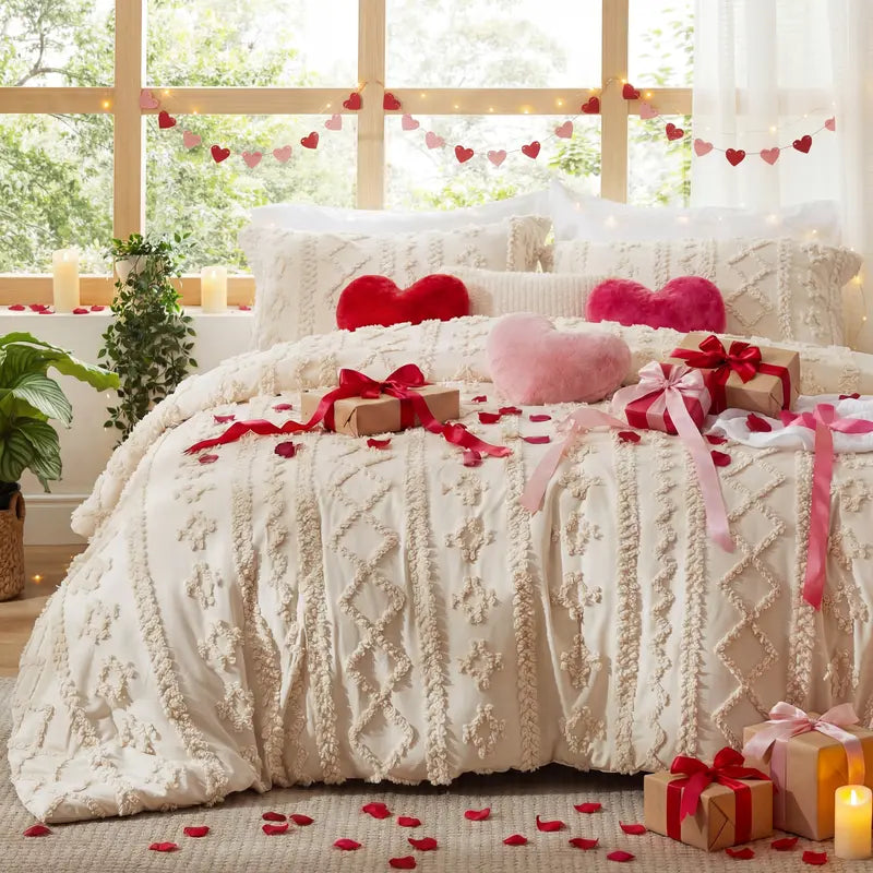 Boho Quilted Bedding Set – 3 Piece Lightweight Coverlet with Matching Pillow Shams