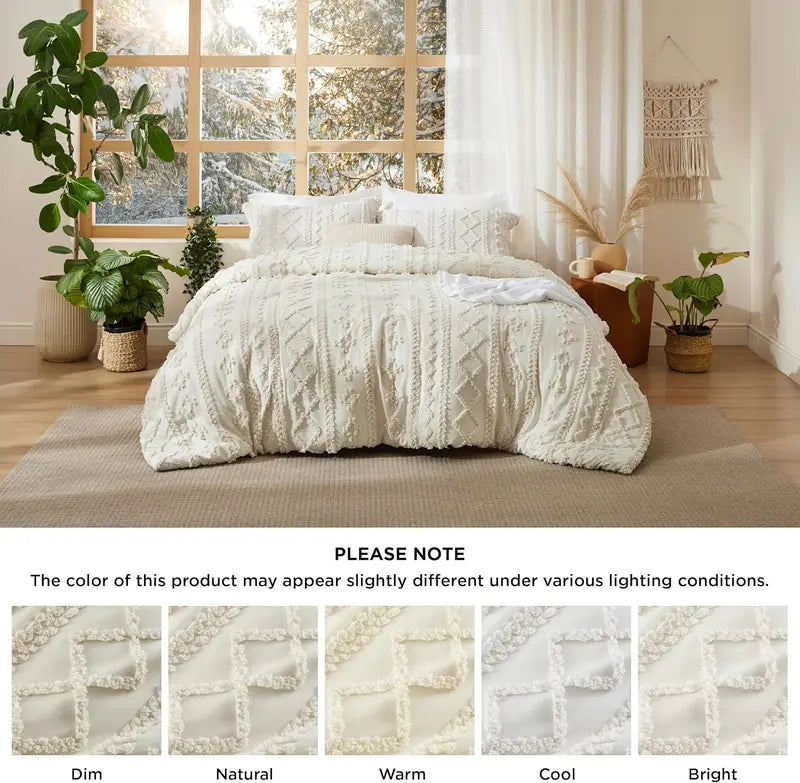 Boho Quilted Bedding Set – 3 Piece Lightweight Coverlet with Matching Pillow Shams